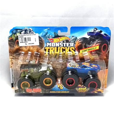 Jual Hot Wheels Monster Truck FYJ64 Isi 2 Bone Shaker Vs Rodger Dodger Shopee Indonesia