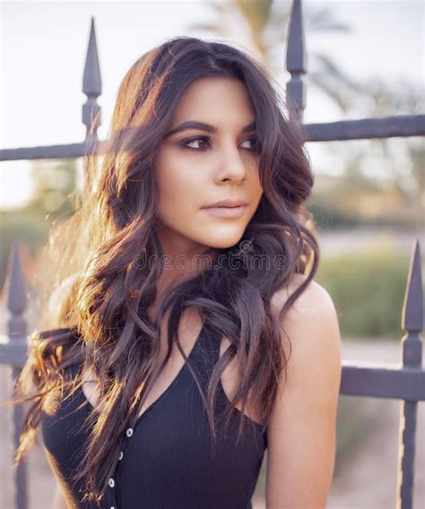 Beautiful Woman With Long Brunette Hair Stock Photo Image Of Glamorous Healthy 123429510