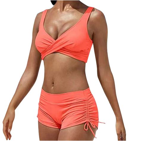 Plus Size Swimsuit For Women Women 2PCS Shiny Diamond Bikini Set Tankini Sexy Bra Swimsuit