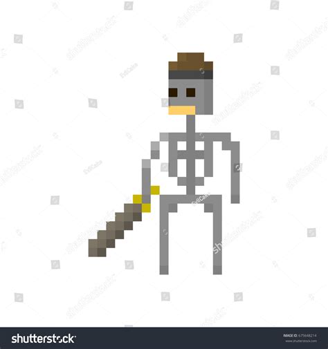 Pixel Skeleton Warrior Games Applications Stock Vector Royalty Free