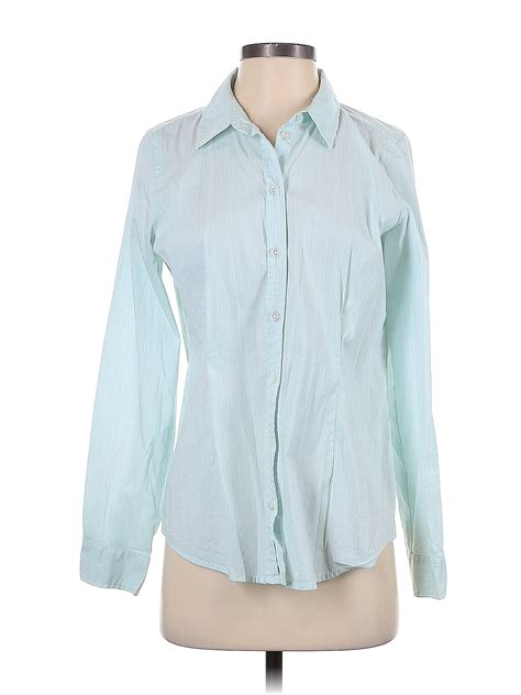 J Jill Stripes Blue Long Sleeve Button Down Shirt Size S 73 Off