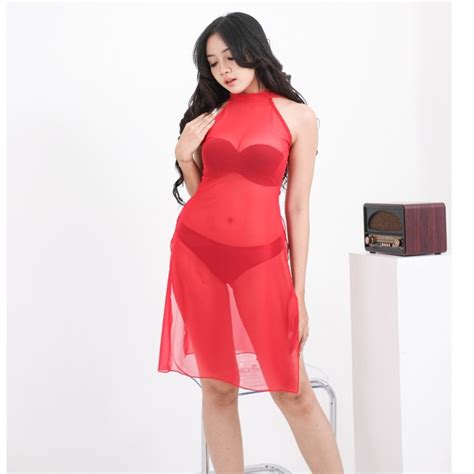 Jual Moon Alice Premium Sexy Lingerie Seksi Transparan Baju Tidur Wanita Hot Terawang Putih