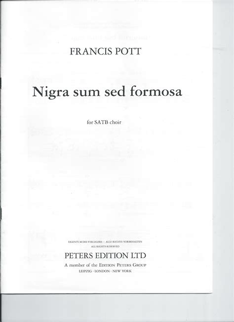 Nigra Sum Sed Formosa Cantico Dei Cantici