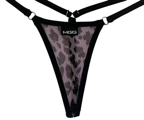 Sheer Leopard Print Micro Thong Bikini String Bottom Swimwear Sheer When Wet Bikini Thong