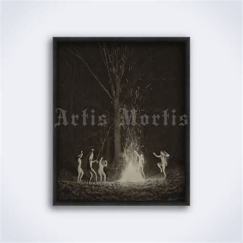 Naked Witches Dancing Around The Fire In The Night Forest Vintage Photo Wicca Coven Pagan