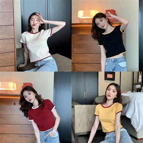 sell like hot cakesเสอครอปทอปแขนสนสไตลเกาหลฤดรอนสาหรบ