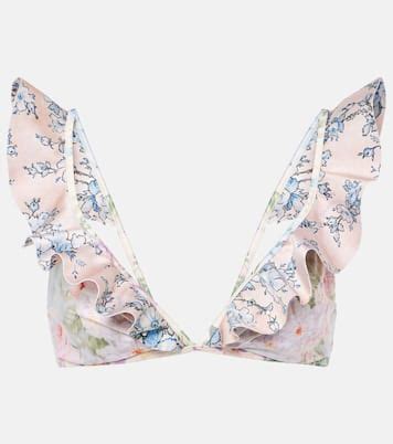 Halliday Ruffled Floral Bikini Top In Multicoloured Zimmermann Mytheresa
