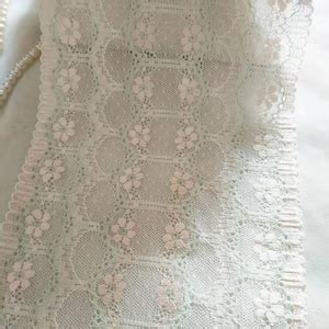 2 Yards Stretch Lace Trim Gorgeous Light Pink Green Floral Lace For Lingerie Headbands
