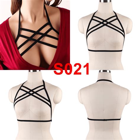 Pentagram Body Harness Lingerie Belt Crop Tops Cage Harness Bra Black Sexy Elastic Adjust