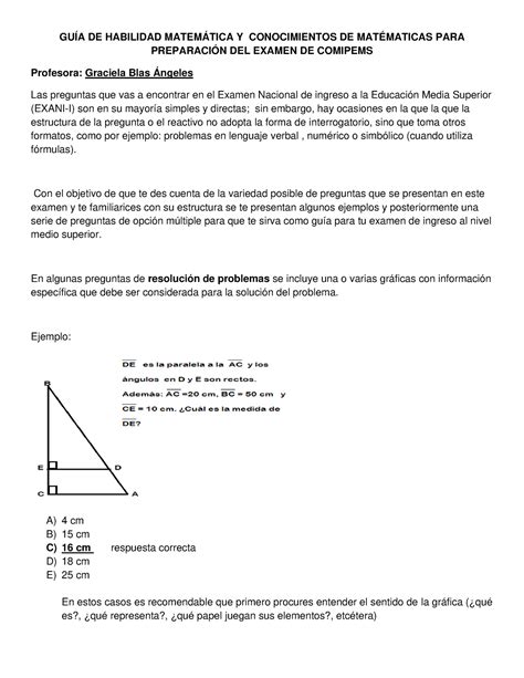 Guía de Matemáticas III para apoyo del examen de Comipems GUÍA DE