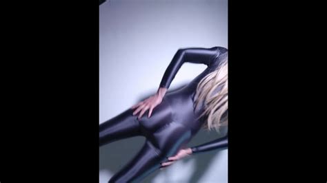 Wearing Glossy Shiny Catsuit Bodysuit Open Crotch My Roomie Cant Avoid To Touch And Fuck Me