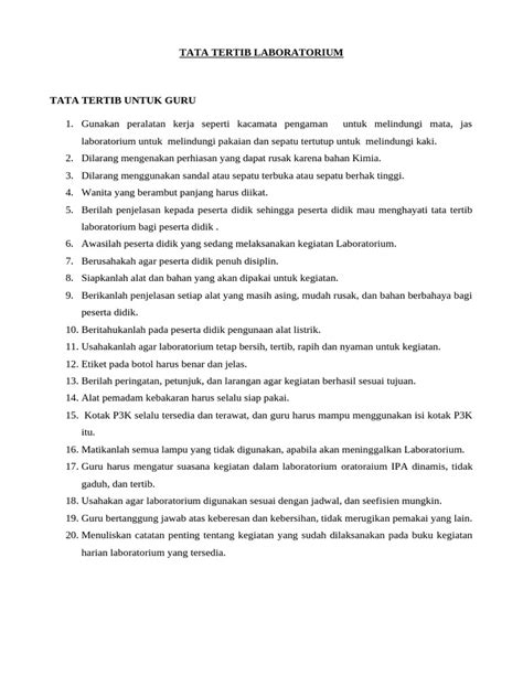 Tata Tertib Laboratorium Biologi Pdf