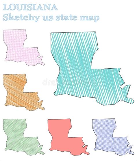 Hand Drawn Louisiana State Sketch Stock Vector Illustration Of