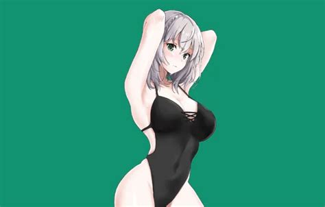 Обои girl sexy boobs stretch anime swimsuit breasts babe на