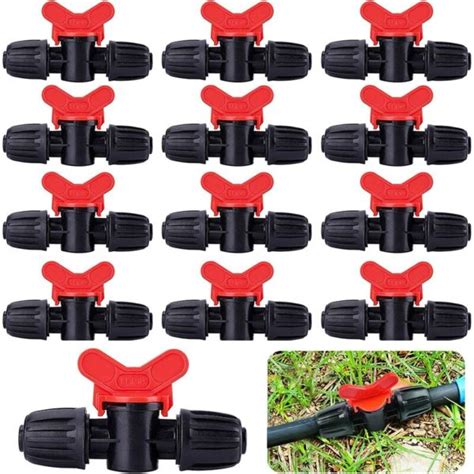 Aougo 20 Pieces Drip Irrigation Switch Valve Pe Irrigation Tube 16mm