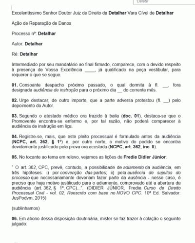 Referência de Petição de Juntada de Atestado Médico Doença