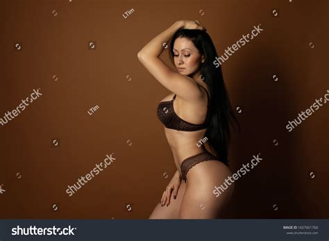 Sexy Model Posing Lingerie On Brown Stock Photo 1607061760 Shutterstock