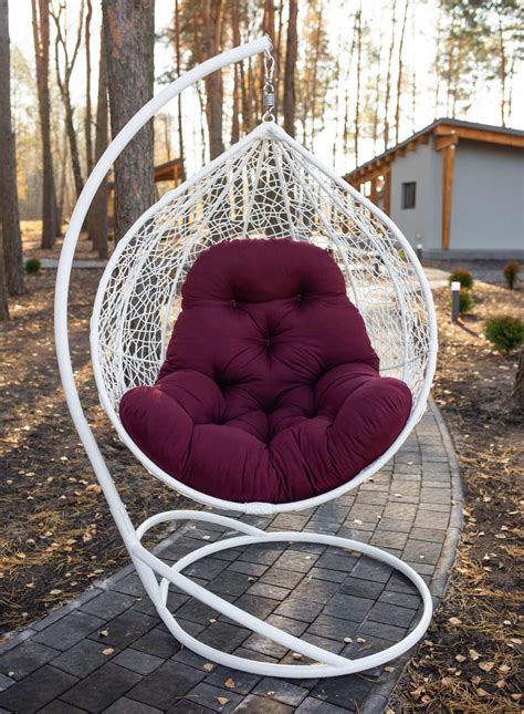 ᐉ Кресло-кокон подвесное Woody для сада с подушкой металл/ротанг цвет ...