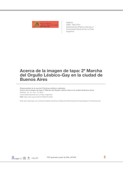 PDF Acerca de la imagen de tapa 2º Marcha del Orgullo Lésbico Gay en la ciudad de Buenos Aires