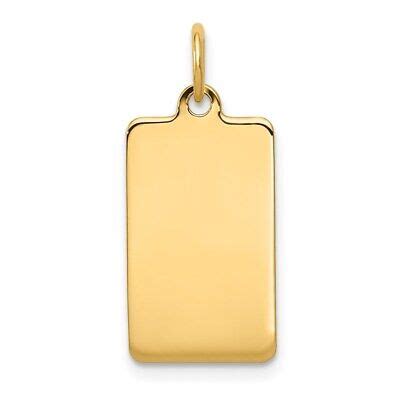 Real 14kt Yellow Gold Plain 011 Gauge Rectangular Engravable Disc