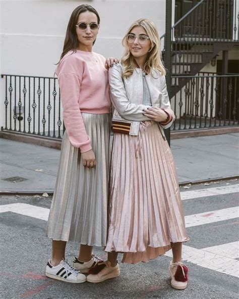 Examples Of How To Wear A Pleated Skirt With Sneakers Off