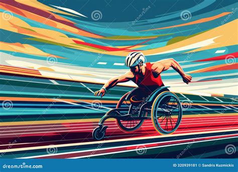 Male Wheelchair Racing Summer Paralympic Games In Paris Generative Ai