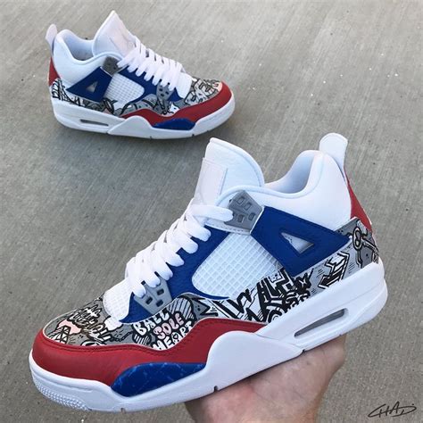 Brit 4s Custom Hand Painted Jordan Retro 4 Shoes Jordan Retro 4