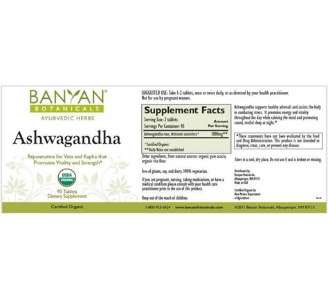 Banyan Botanicals Ashwagandha Tablets Usda Certified Organic 90 Count