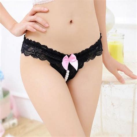 Jual G String Women Pearl Bottom G String Lace Sexy Underwear Bikini C056 Merah Jakarta