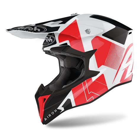 Airoh Wraap Raze Gloss Red Black White Off Road Motorcycle Helmet