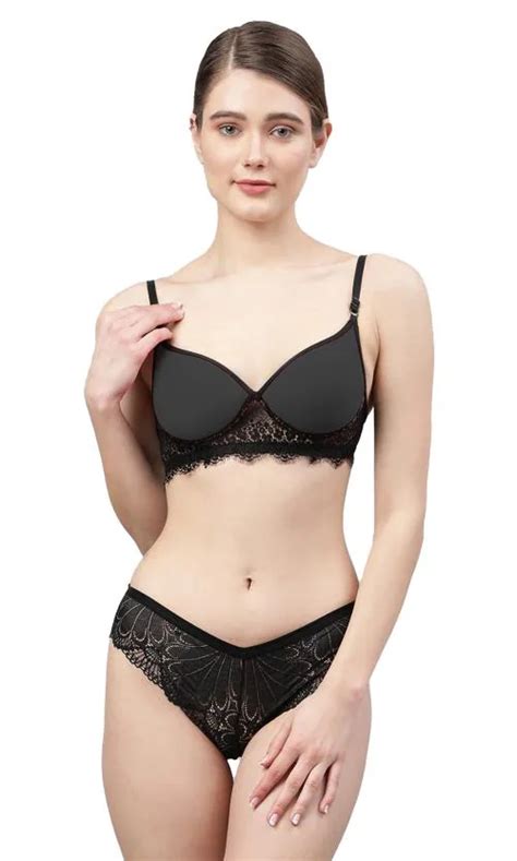 Buy In Curve Women S Black Net Bra Panty Set For Lingerie Set Undergarments Nightwear Hot