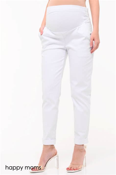 Джинсы для беременных и будущих мам белые зауженные укороченные чинос ...
