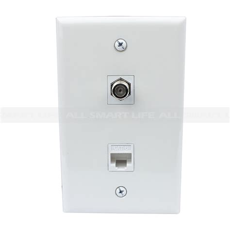 Easy Installation 1 Coax F Type And Cat6 Ethernet Port Wall Plate White