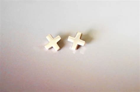 Swiss Cross Stud Earrings Rose Gold By Rabbitsfantasyworld On Etsy