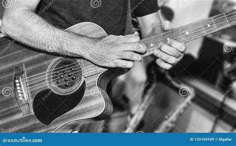 The Guitarist Plays A Solo In The Studio Stock Image Image Of Harmony