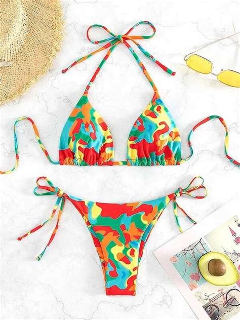 Tie Dye Micro Bikini Swimsuit Kababaihan Swimwear Thong Bathing Suits Sexy Bikinis Sets La