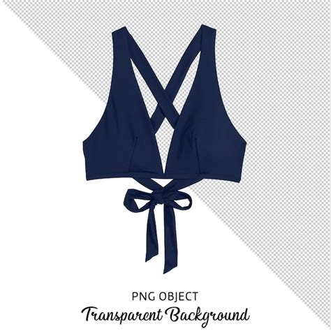 Top de bikini de mujer azul marino básico aislado de vista frontal Archivo PSD Premium