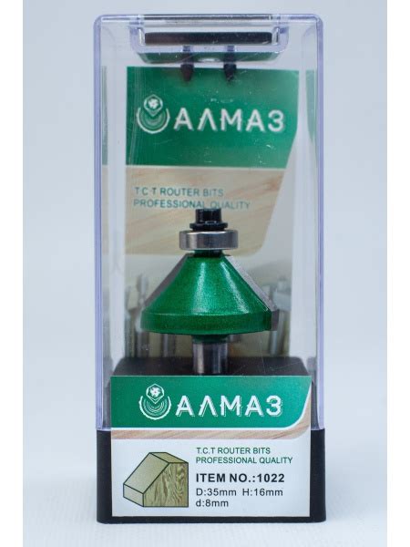 Фреза Алмаз по дереву, кромочная конусная с подшипником 1022 D35 H16 ...