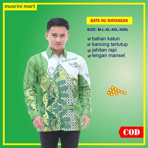 Jual Baju Batik Nu Motif Wayangan Kemeja Nu Nahdlatul Ulama Jawa Tengah