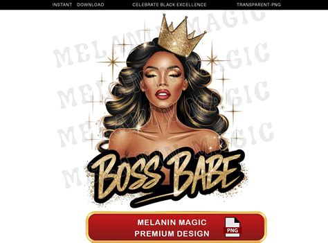 Boss Babe Png Sublimation Design Glamorous Woman Png Empowerment Png Glitter Gold Crown Png