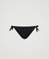 Jacquard Bikini Thong With Oval T Woman Black TWINSET Milano