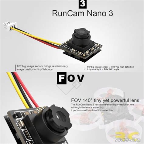 RunCam Nano 3 2.3mm(M6.5) 800TVL 1.1g Ultra Light FOV 140° Wide Angle ...