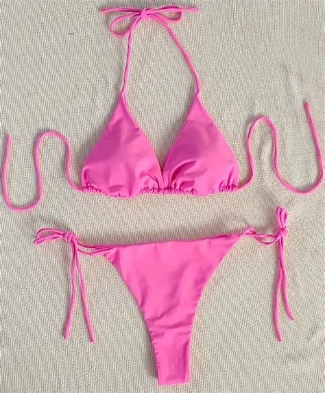 Sem Mangas Backless V Neck Bikini Set Ajust Vel Side Tie Detalhe Atado High Stretch Easy