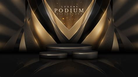 Premium Vector Product Display Podium With Golden Curve Line