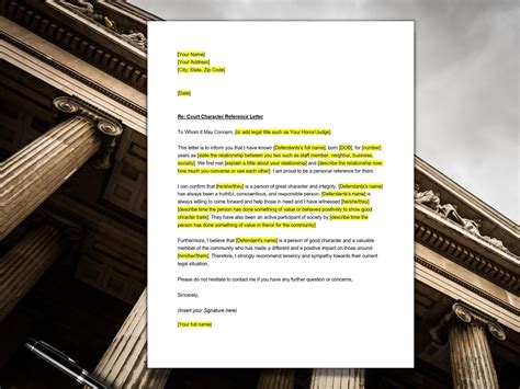 Court Character Reference Letter Template, Court Character Reference ...