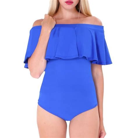 Maillot De Bain Femmes Bikini Au Large Des Volants D Paule Temp Ramament Une Pi Ce Taille Style