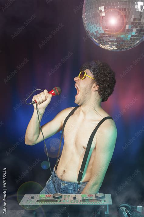 Playful Half Naked DJ MC Sings Stock Foto Adobe Stock