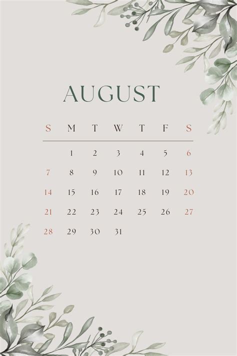 August Calendar Artofit