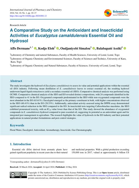 Pdf A Comparative Study On The Antioxidant And Insecticidal