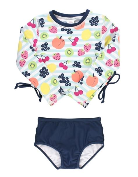 RUFFLE BUTTS CROPPED LONG SLEEVE RASH GUARD BIKINI Poco Loco